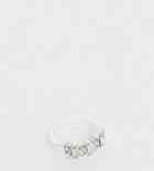 Asos Design Curve Ring With Crystals In Silver Tone