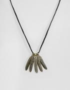 Asos Faux Suede Necklace With Feather Detail - Multi