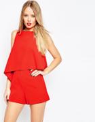 Asos Capelet Romper - Red