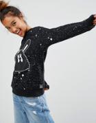 Mini Cream Sweatshirt With Bunny Eyes In Galaxy Print - Black