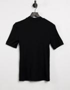 Pieces High Neck T-shirt In Black
