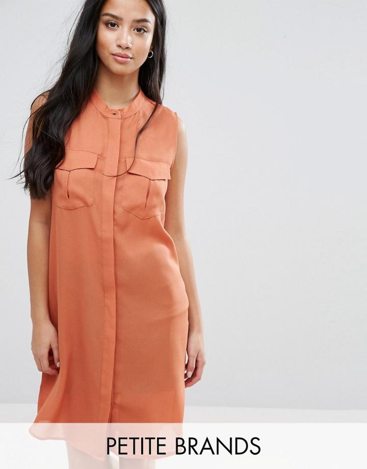 Vero Moda Petite Shirt Dress With Utility Pockets - Brown