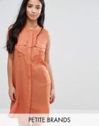 Vero Moda Petite Shirt Dress With Utility Pockets - Brown