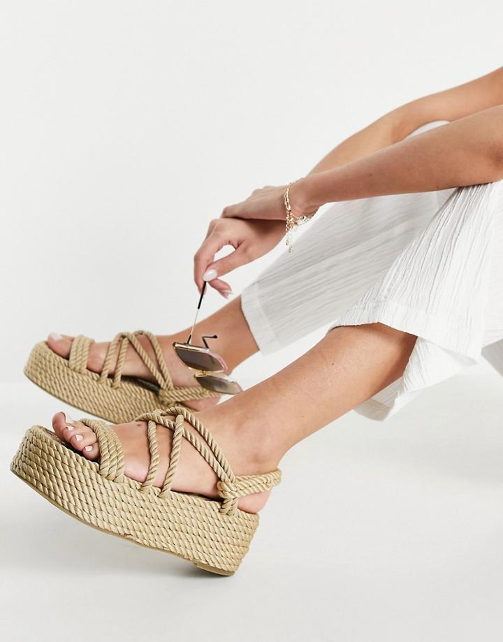 Raid Tinly Flatform Rope Sandals In Natural-neutral