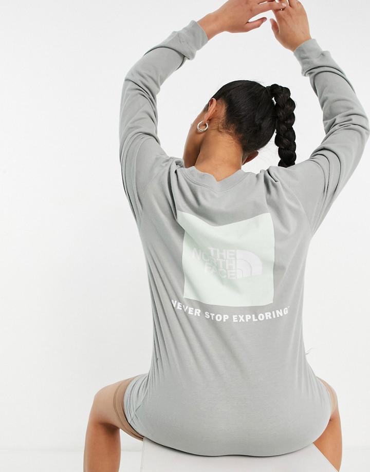 The North Face Box Nse Long Sleeve T-shirt In Iron Gray-green