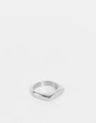 Asos Design Stainless Steel Slim Signet Ring In Silver