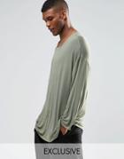 Reclaimed Vintage Oversized Long Sleeve T-shirt - Khaki