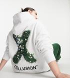 Collusion Plus Branded Oversized Hoodie In White