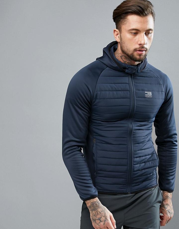 Jack & Jones Tech Quilted Jacket With Hood - Navy