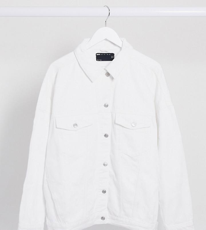 Asos Design Curve Oversized Denim Jacket In White