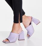 Asos Design Wide Fit Nyla Heeled Mules In Lilac-purple