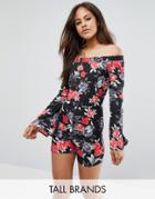Oh My Love Tall Off The Shoulder Floral Romper - Multi