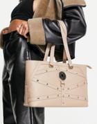 Love Moschino Stud Detail Tote Bag In Beige-neutral
