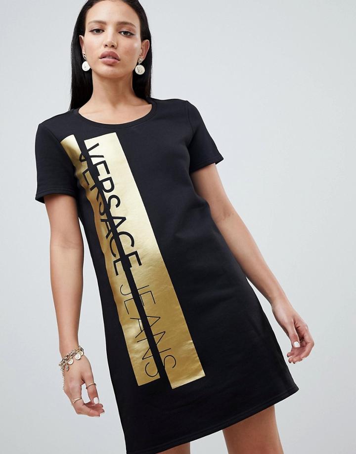 Versace Jeans Metallic Logo Dress - Black
