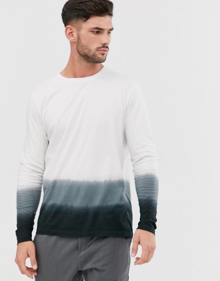 Jack & Jones Originals Long Sleeve Top With Ombre Stripe In White