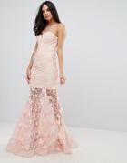 Forever Unique Sweetheart 3d Floral Maxi Dress - Pink