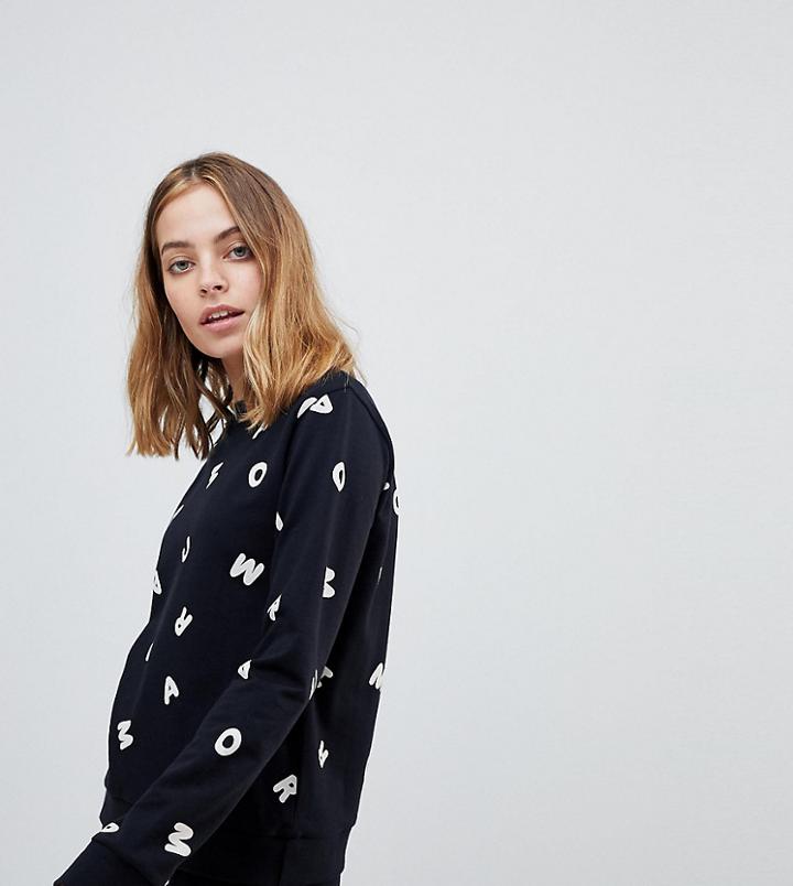 Asos Design Petite Lounge Multi Letter Sweat - Black