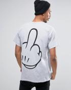 New Love Club Hand Gesture Back Print T-shirt - Gray
