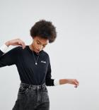 Fila Oversized Long Sleeve Boyfriend T-shirt With Logo Taping - Black