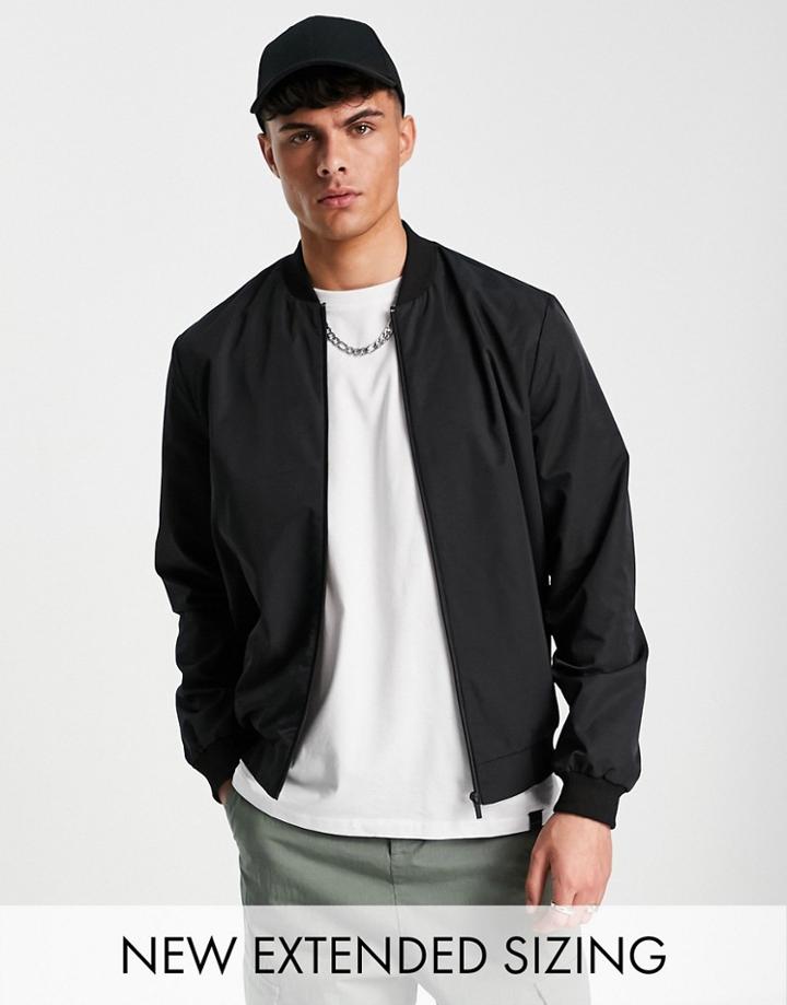 Asos Design Lightweight Bomber Jacket In Black