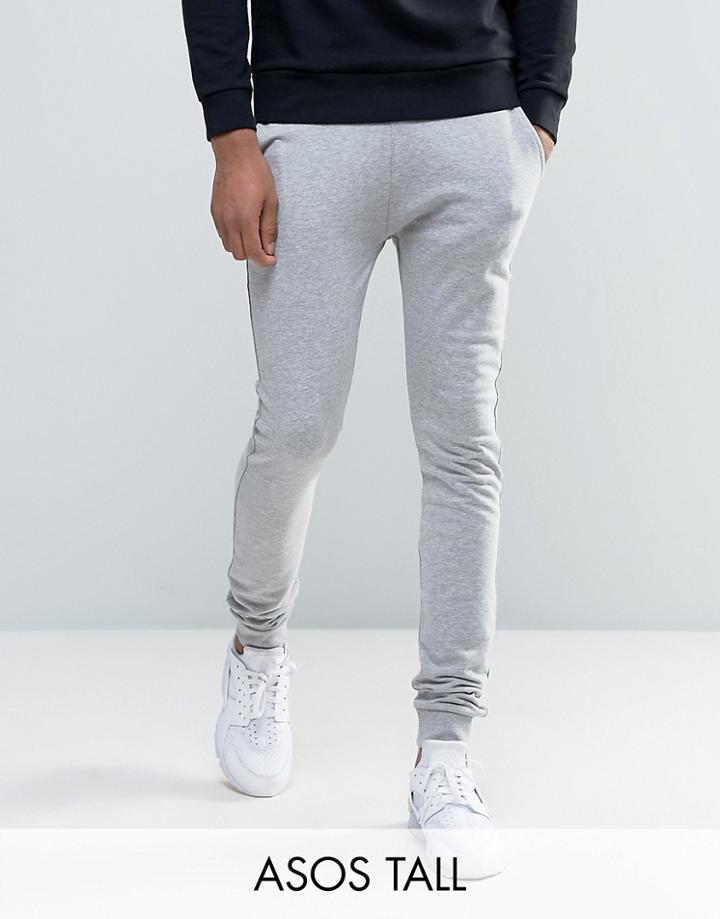 Asos Tall Super Skinny Joggers In Gray Marl - Gray