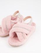 Public Desire Babygirl Diamante Slippers In Baby Pink