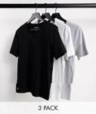 Lacoste Lounge 3 Pack T-shirts In Black/ White/ Gray