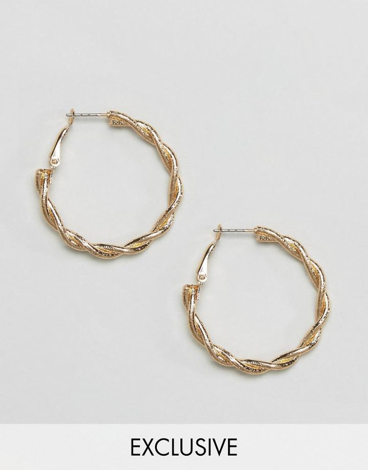 Reclaimed Vintage Inspired Twisted Hoop Earrings - Gold