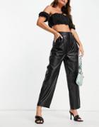 Asos Edition Slouchy Leather Pants With Seam Detail In Black