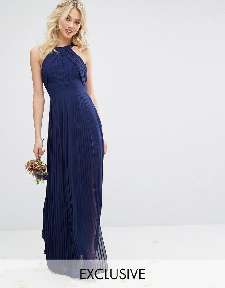 Tfnc Wedding Pleated Maxi Dress - Navy