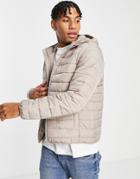 New Look Hooded Puffer In Stone-neutral