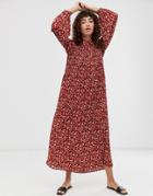 Selected Femme Pleated Maxi Dress In Ditsy Floral-multi