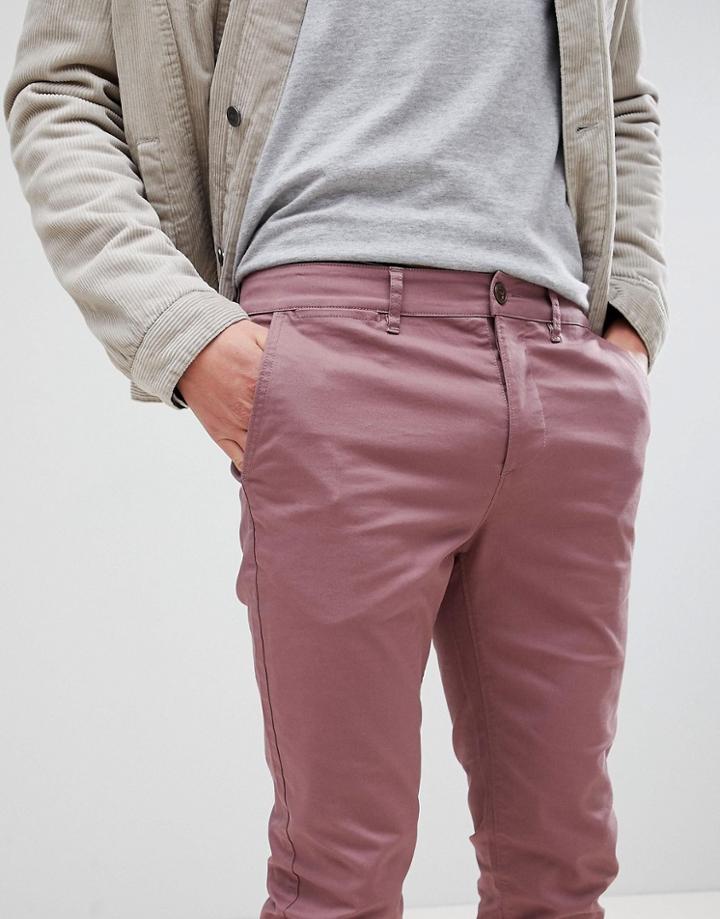 Asos Skinny Chinos In Purple Taupe - Purple