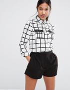 Michelle Keegan Loves Lipsy Mono Check Pocket Blouse - Multi