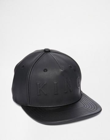 King Apparel Staple Boss Faux Leather Snapback Cap - Black