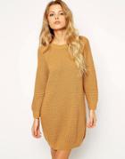 Asos Knitted Dress With Raglan Sleeve - Camel