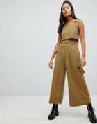 The Ragged Priest Cropped Wide Leg Pants In Gingham Two-piece - Yellow