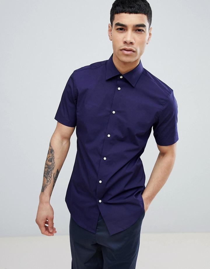 Esprit Slim Fit Smart Shirt With Stretch And Easy Iron - Navy