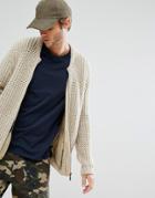 Asos Heavyweight Knitted Bomber In Beige - Brown