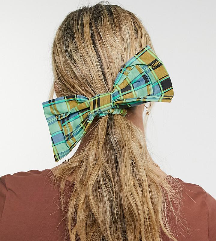 Reclaimed Vintage Inspired Hair Bow In Plaid-multi