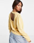 Selected Femme Knit Sweater With Cut Out Back In Yellow