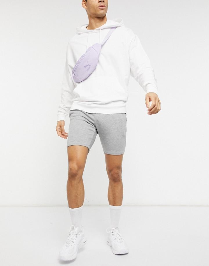 Asos Design Jersey Skinny Shorts In Gray Heather-grey