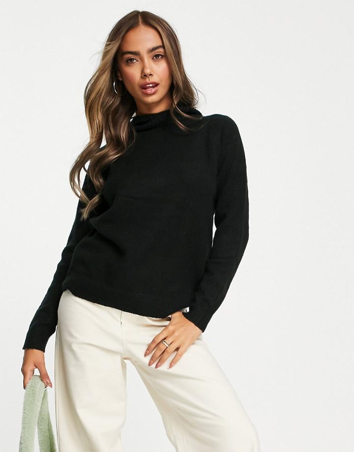 Pieces Knit Hoodie In Black