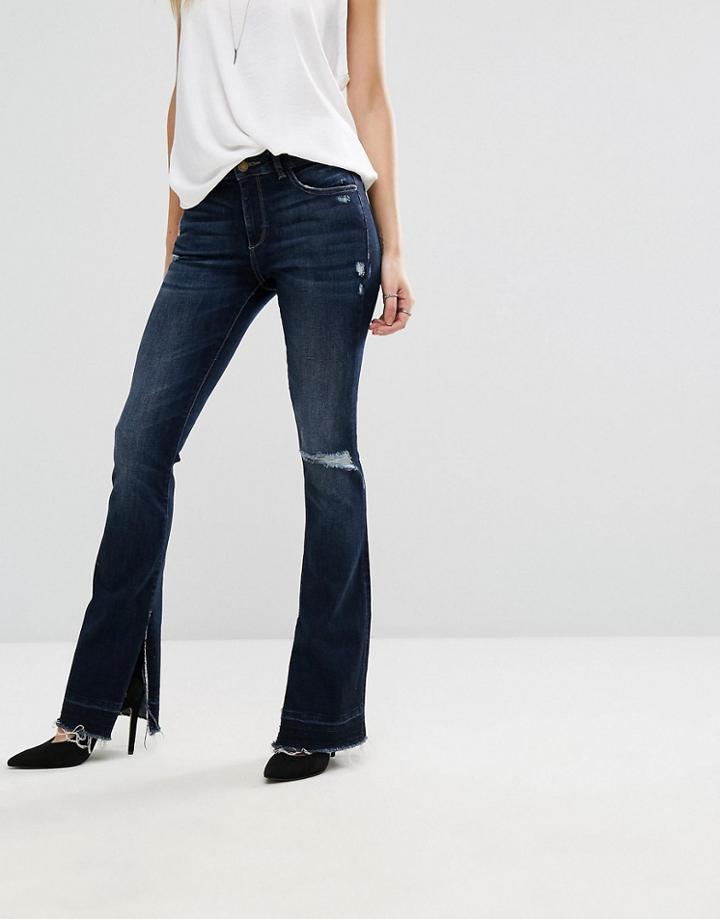 Dl1961 Bridget Bootcut Jean With Raw Frayed Hem - Blue