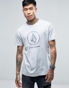 Volcom Fade Stone Large Logo T-shirt In Heather Gray - Gray