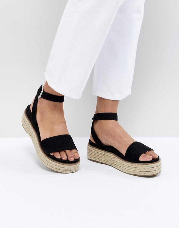 Asos Design Tarella Espadrille Flatforms - Black