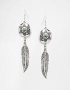 Asos Feather Dreamcatcher Earrings - Antique Silver