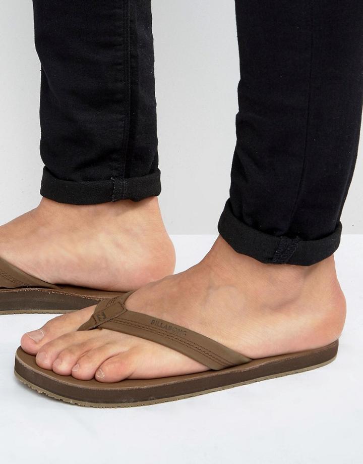 Billabong All Day Leather Flip Flops - Brown