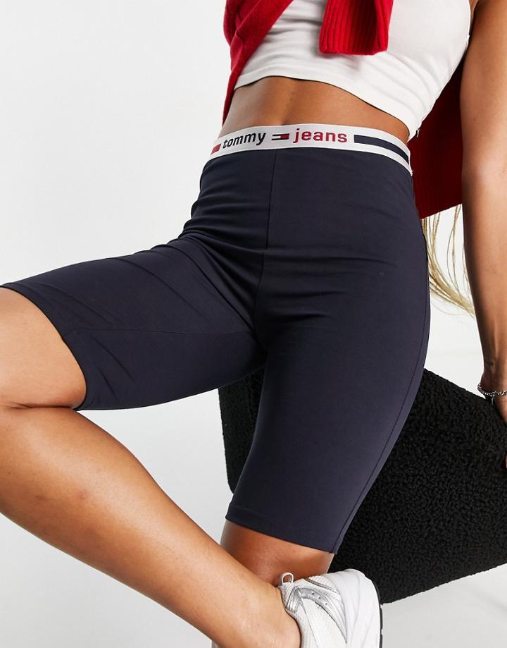 Tommy Jeans Logo Tape Legging Shorts In Navy
