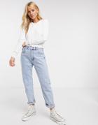 Daisy Street Button Front Cardigan With Collar In Rib Knit-white